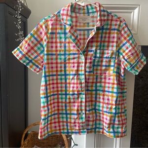 Oh joy! Printfresh collab short sleeved button down cotton pajama top small